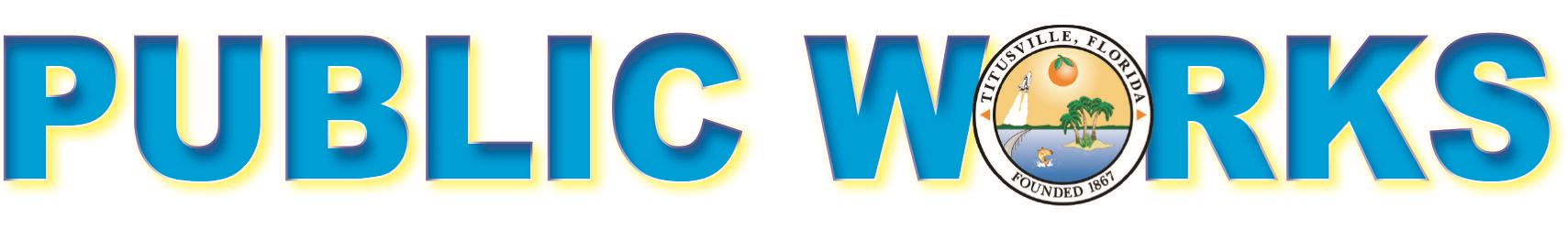 public works title with city seal over the "o"