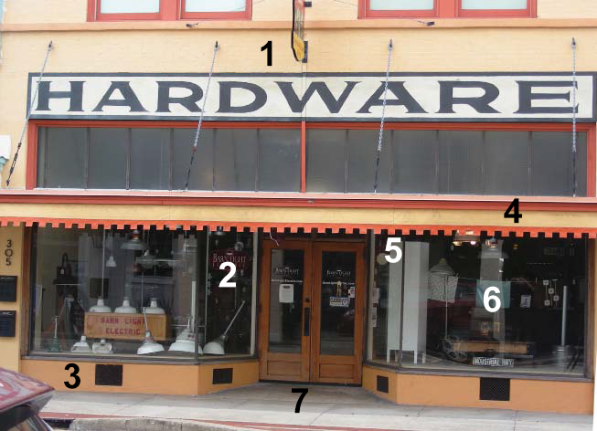 Hardware Store with Labeled Facade Elements